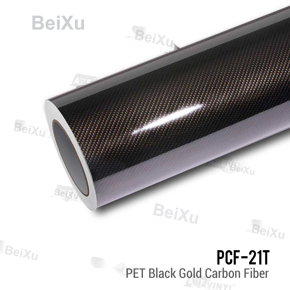 PET Black Gold Carbon Fiber Vinyl