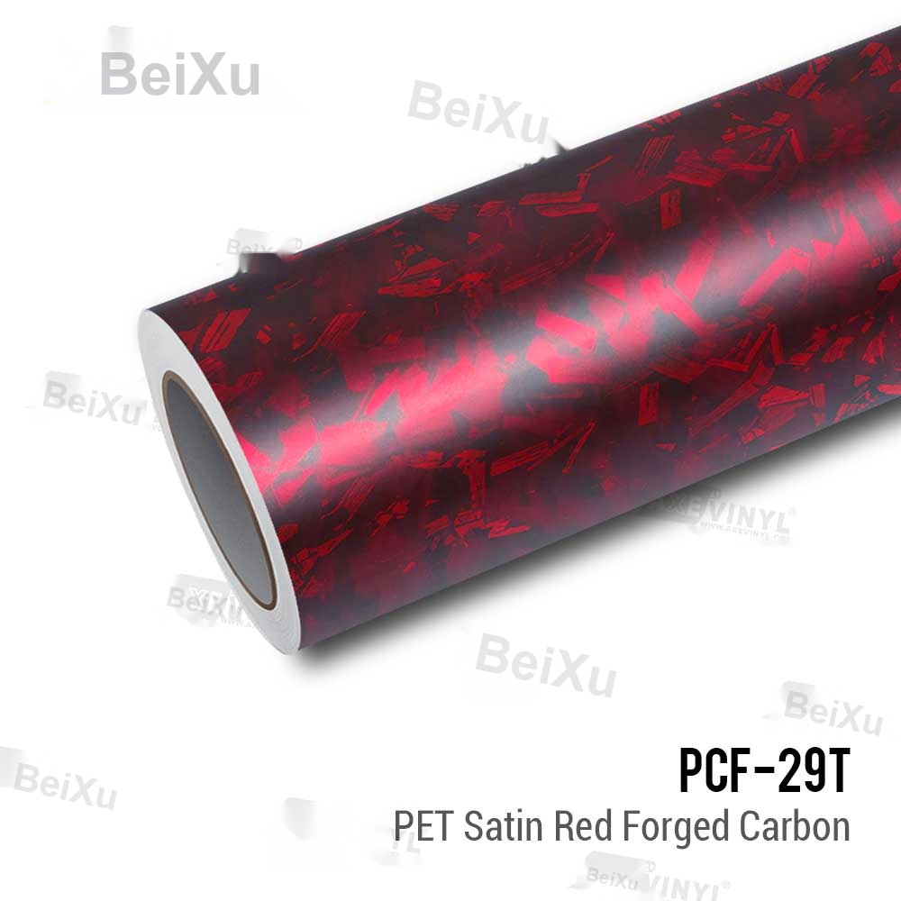 PET Satin Red Forged Carbon Vinyl